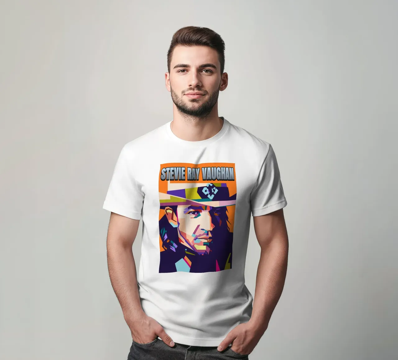 Ritratto pop art di Stevie Ray Vaughan t-shirt da Hantamrata
