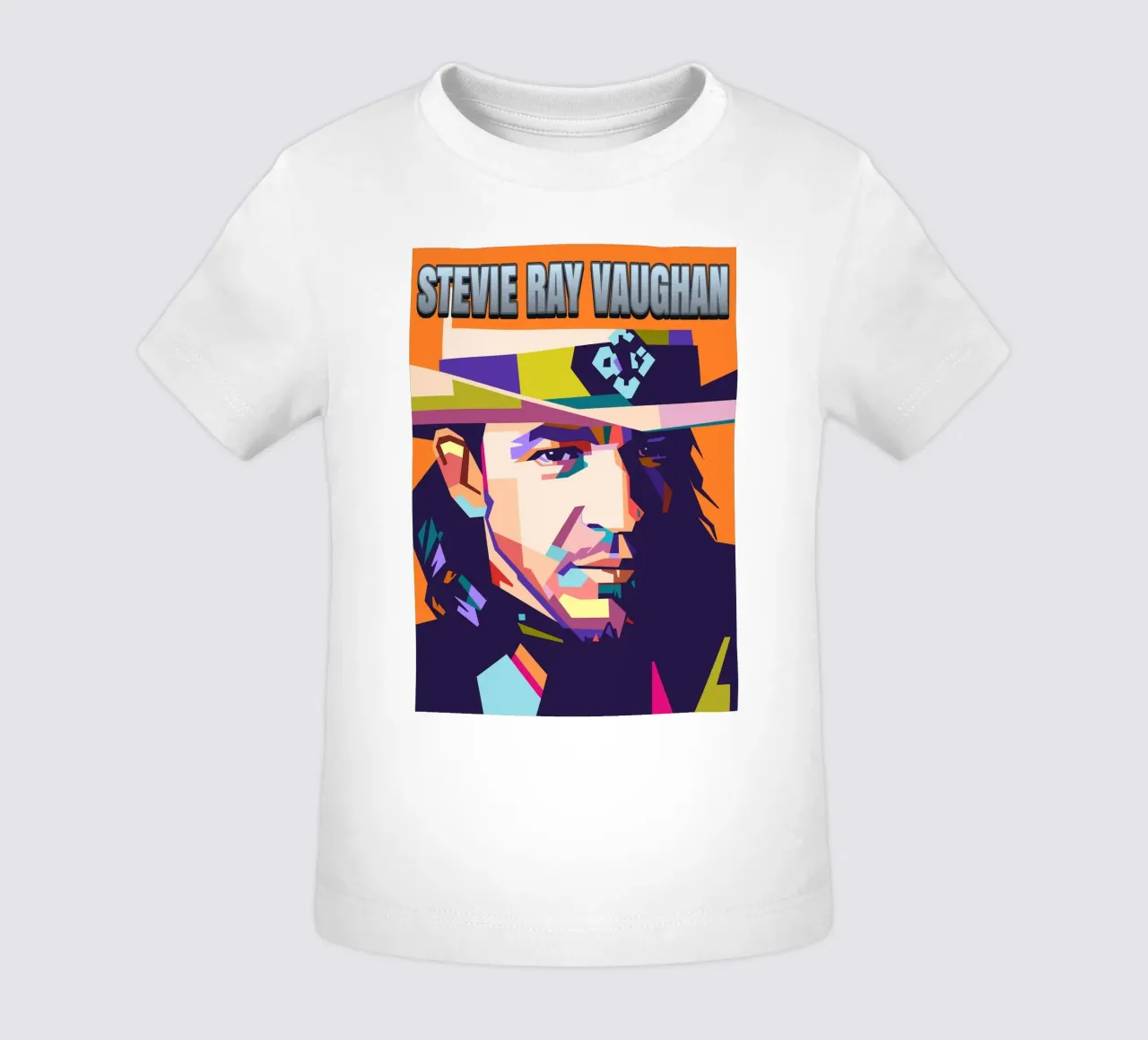 Ritratto pop art di Stevie Ray Vaughan maglietta neonato da Hantamrata