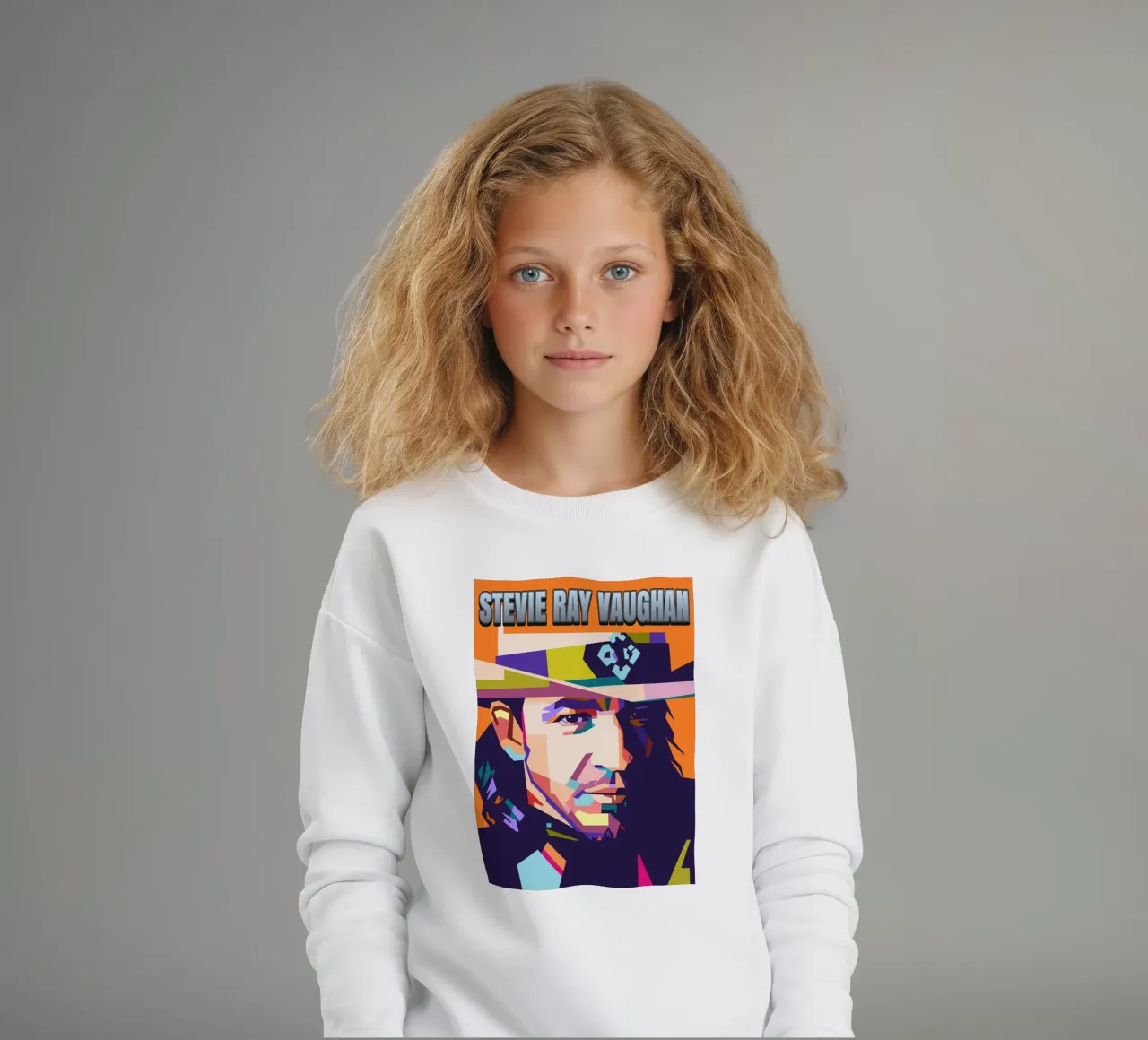Ritratto pop art di Stevie Ray Vaughan felpa bambino da Hantamrata