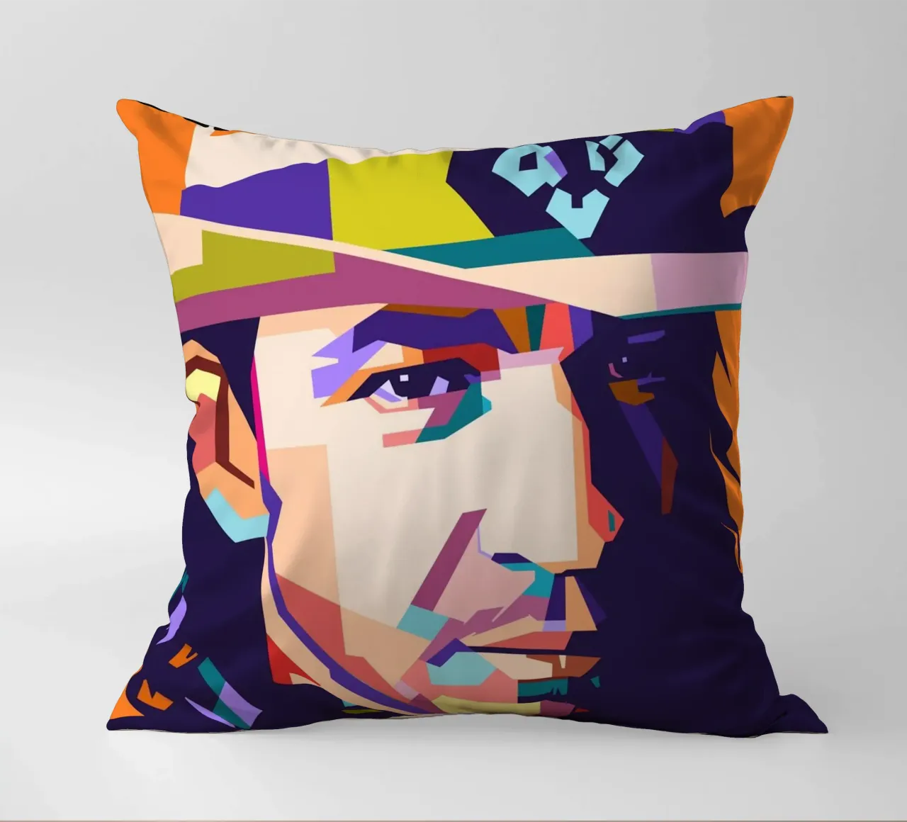 Ritratto pop art di Stevie Ray Vaughan cuscino da Hantamrata