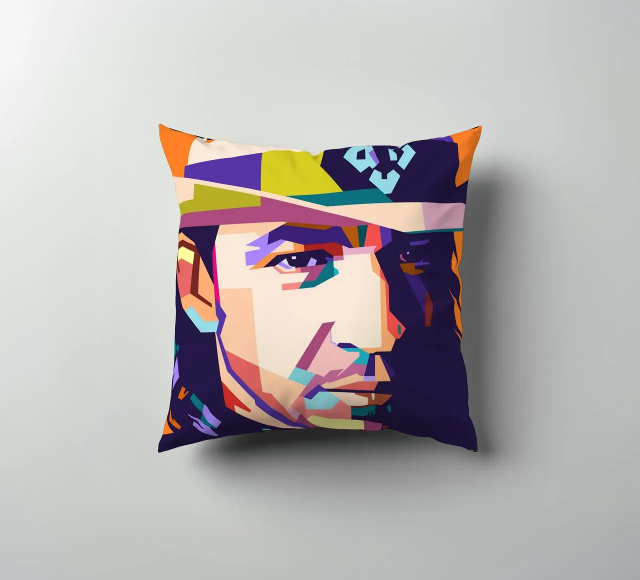 Ritratto pop art di Stevie Ray Vaughan cuscino da Hantamrata