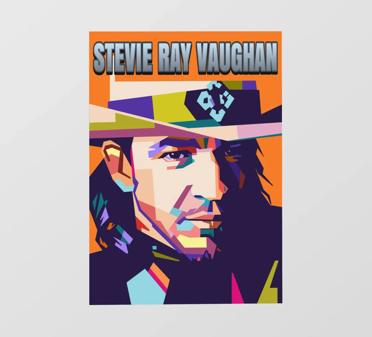 Ritratto pop art di Stevie Ray Vaughan pellicola backlit da Hantamrata