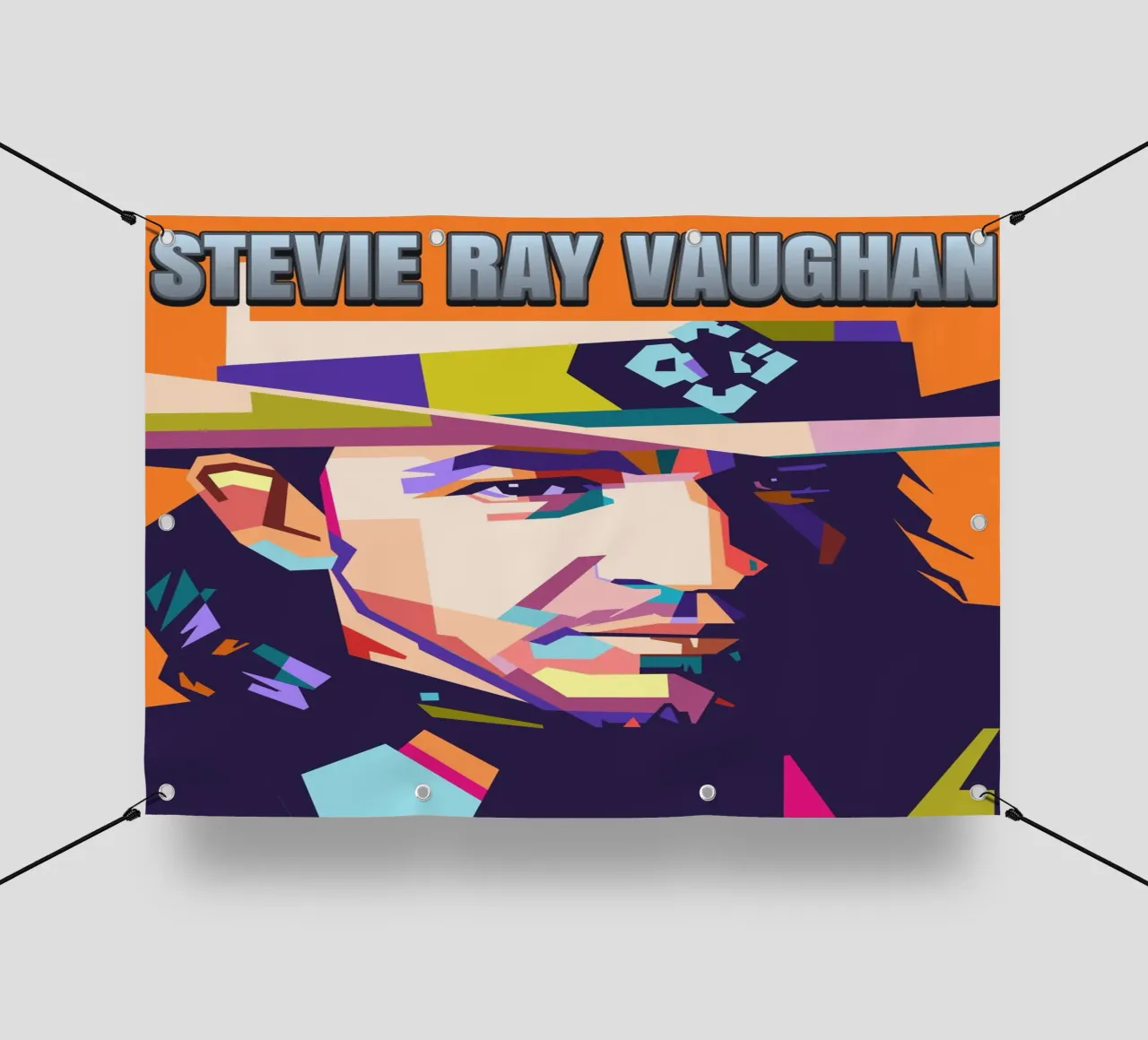 Ritratto pop art di Stevie Ray Vaughan telo in pvc da Hantamrata