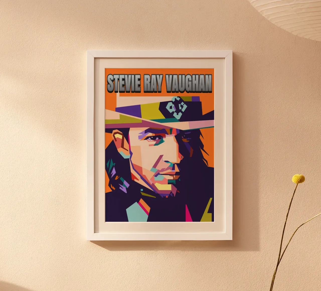 Ritratto pop art di Stevie Ray Vaughan poster con telaio in alluminio da Hantamrata