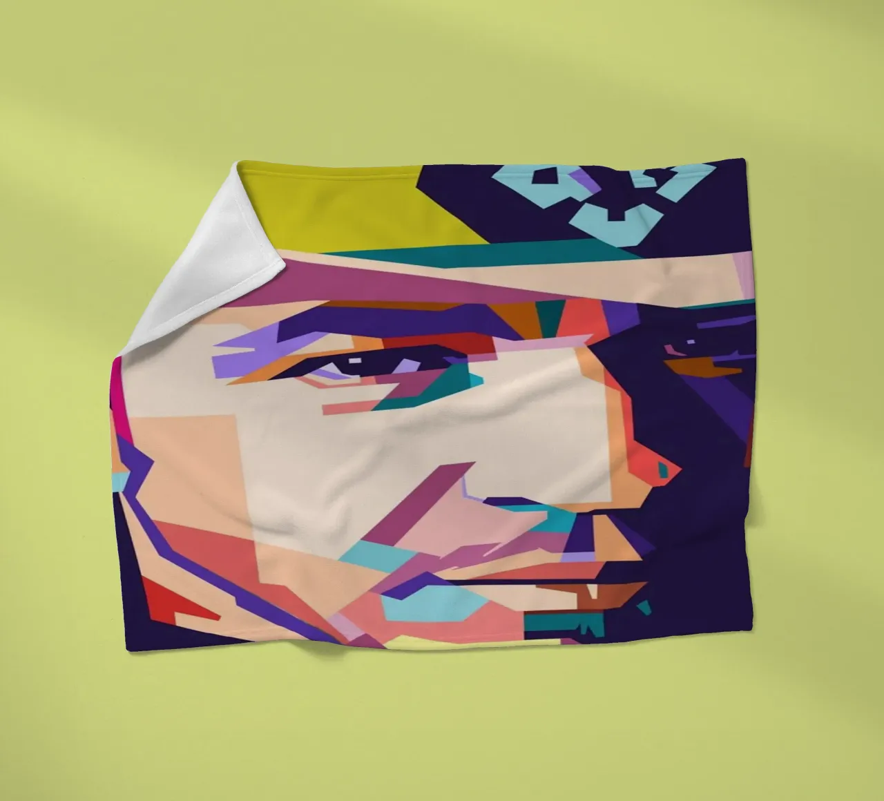 Ritratto pop art di Stevie Ray Vaughan coperta in pile da Hantamrata