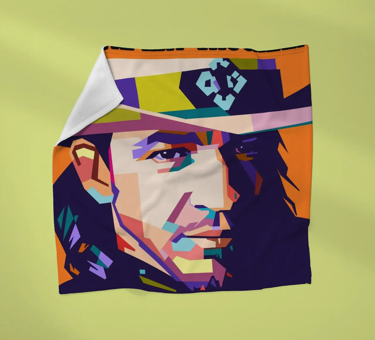 Ritratto pop art di Stevie Ray Vaughan coperta in pile da Hantamrata
