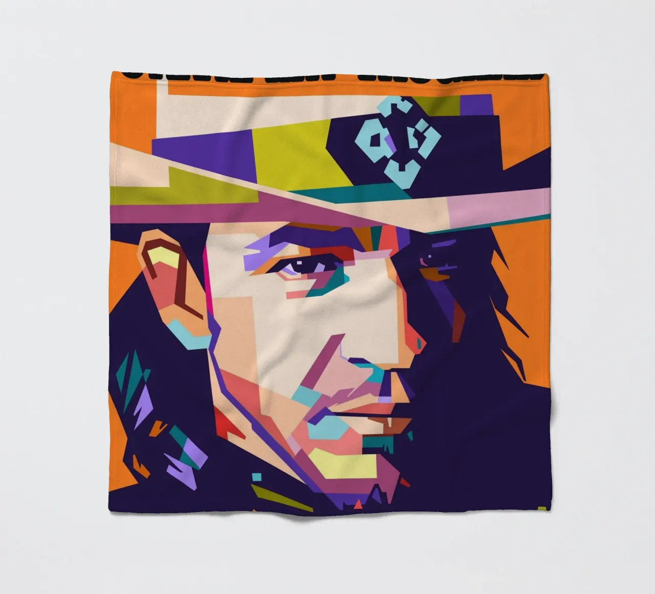 Ritratto pop art di Stevie Ray Vaughan coperta in pile da Hantamrata