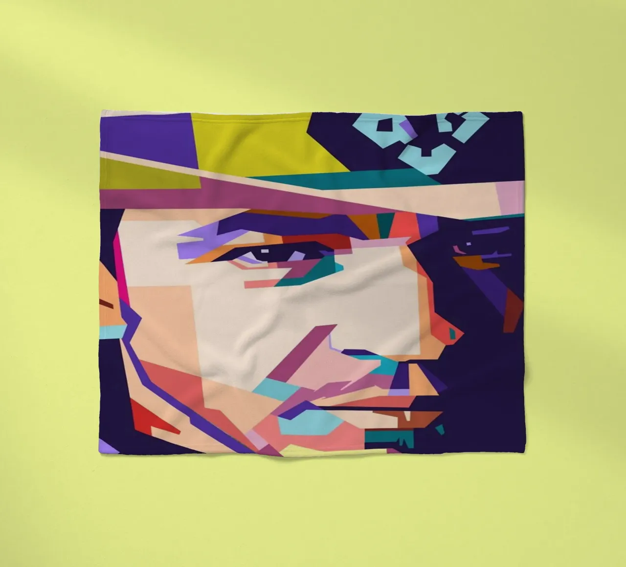 Ritratto pop art di Stevie Ray Vaughan coperta in pile da Hantamrata