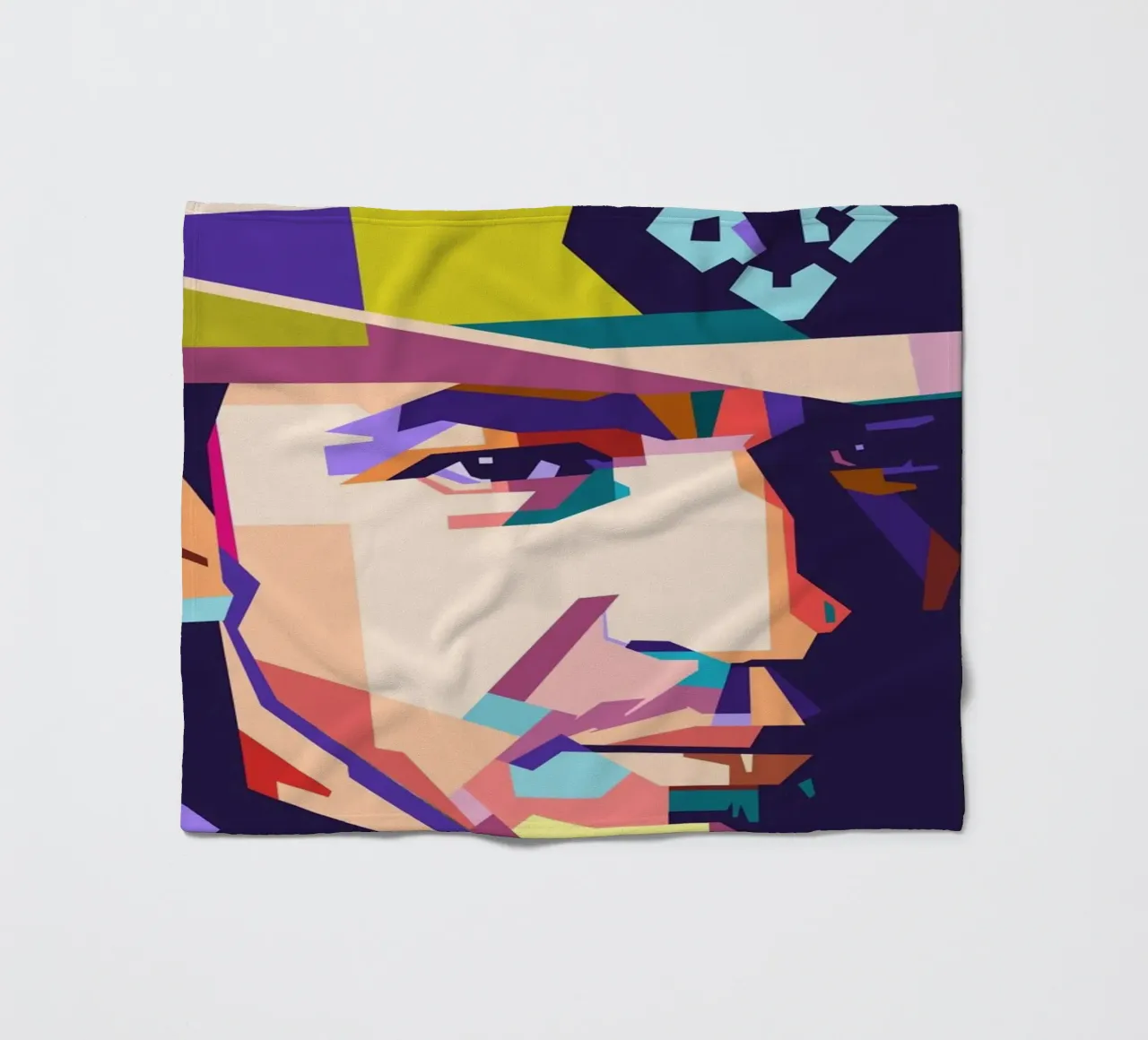Ritratto pop art di Stevie Ray Vaughan coperta in pile da Hantamrata