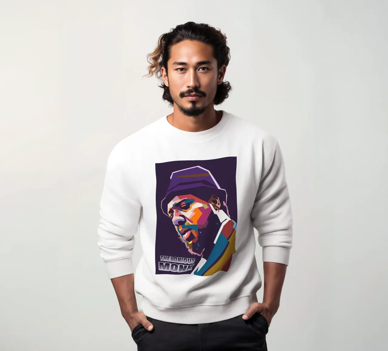 Thelonious Monk Pop-Art-Porträt Sweatshirt von Hantamrata
