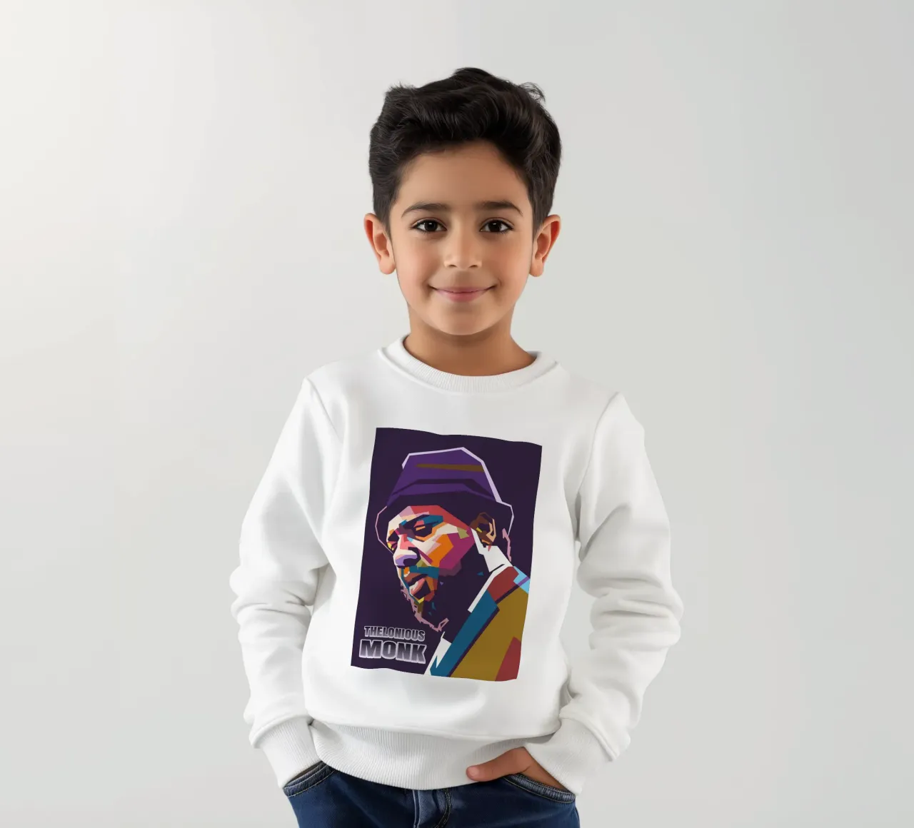 Ritratto pop art di Thelonious Monk felpa bambino da Hantamrata