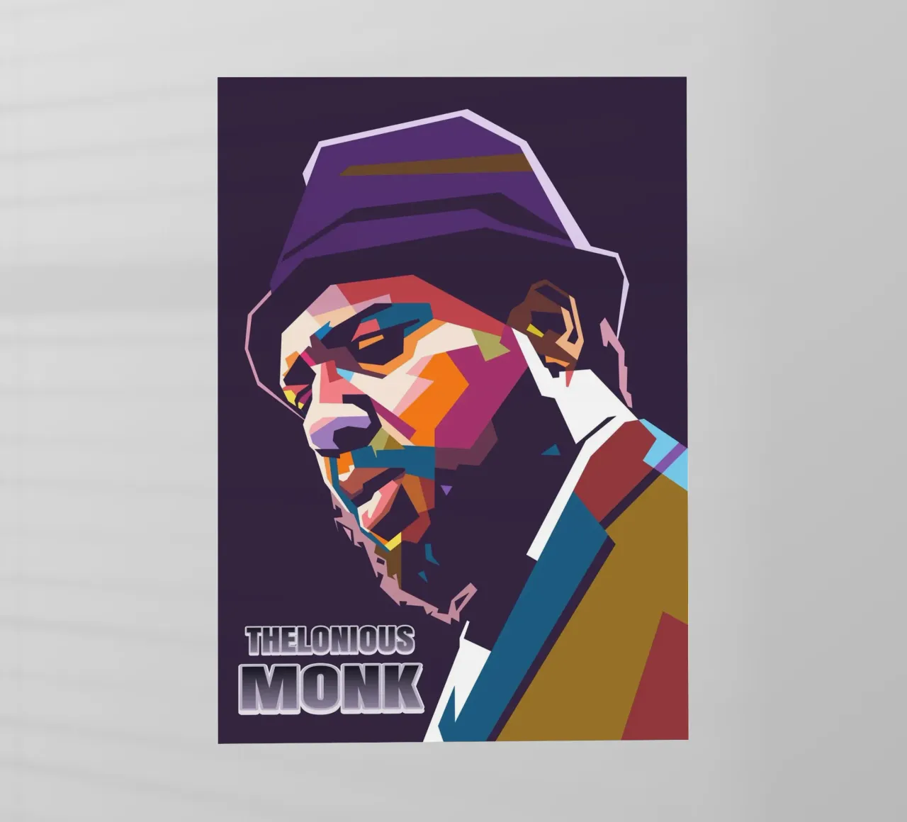 Ritratto pop art di Thelonious Monk pellicola backlit da Hantamrata