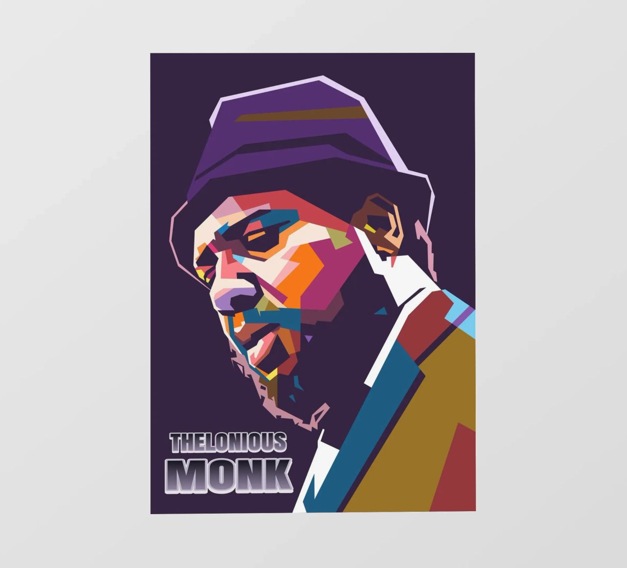 Ritratto pop art di Thelonious Monk pellicola backlit da Hantamrata