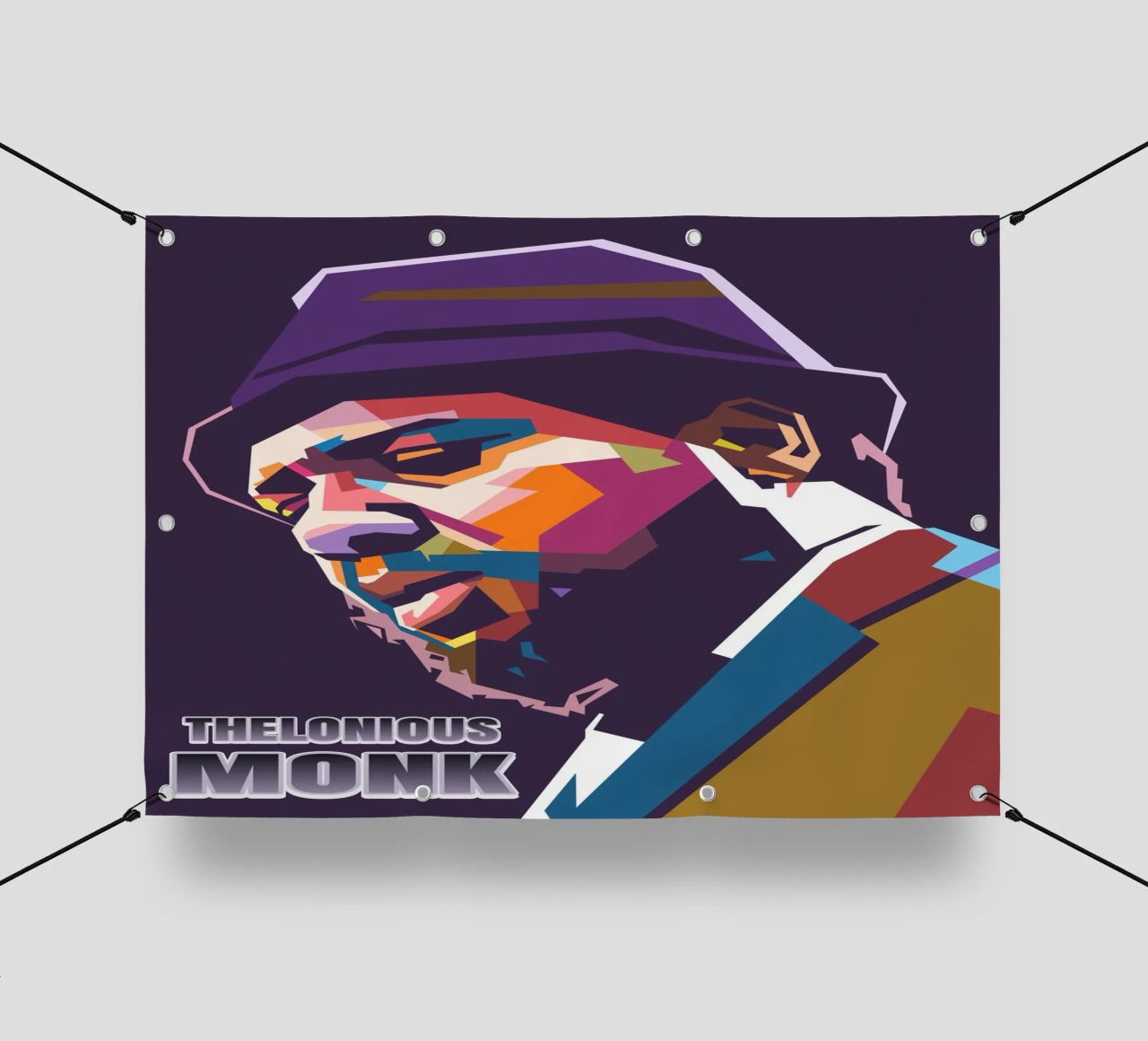 Ritratto pop art di Thelonious Monk telo in pvc da Hantamrata