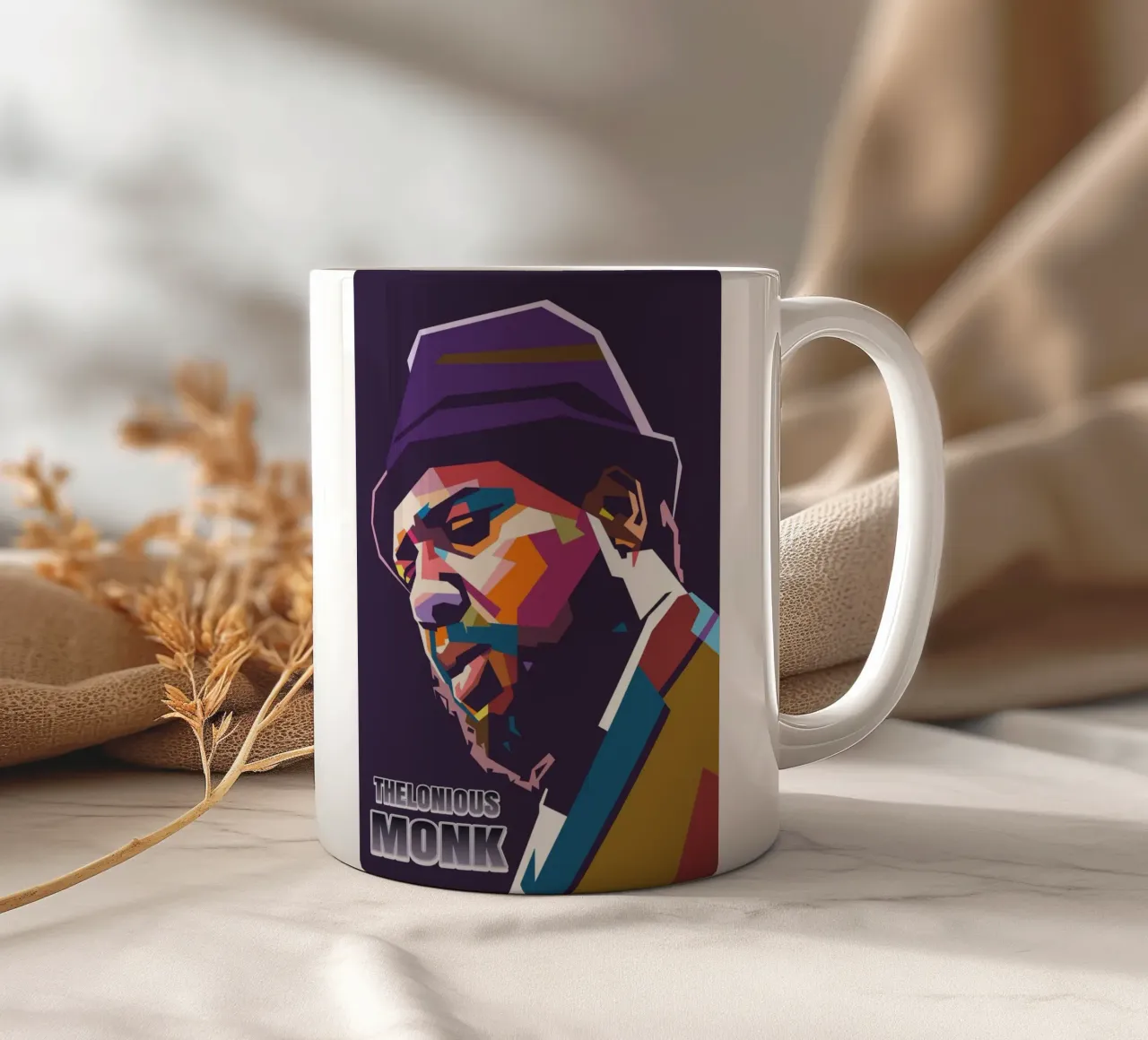 Thelonious Monk Pop-Art-Porträt Keramik Tasse von Hantamrata