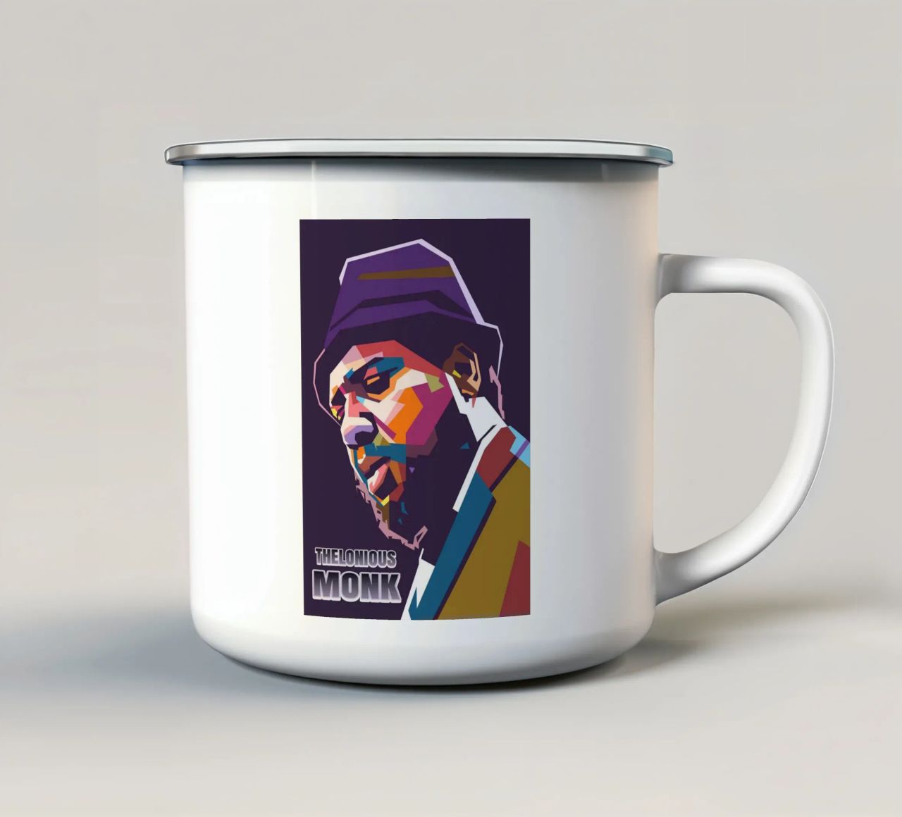 Ritratto pop art di Thelonious Monk tazza in smalto da Hantamrata