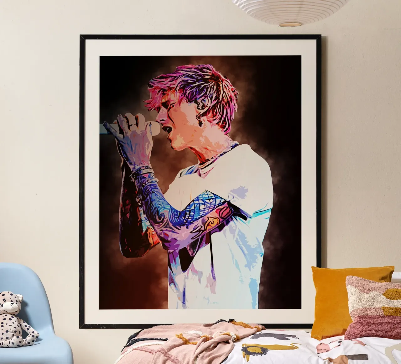 Arte di Machine Gun Kelly poster con telaio in legno da neonartroom