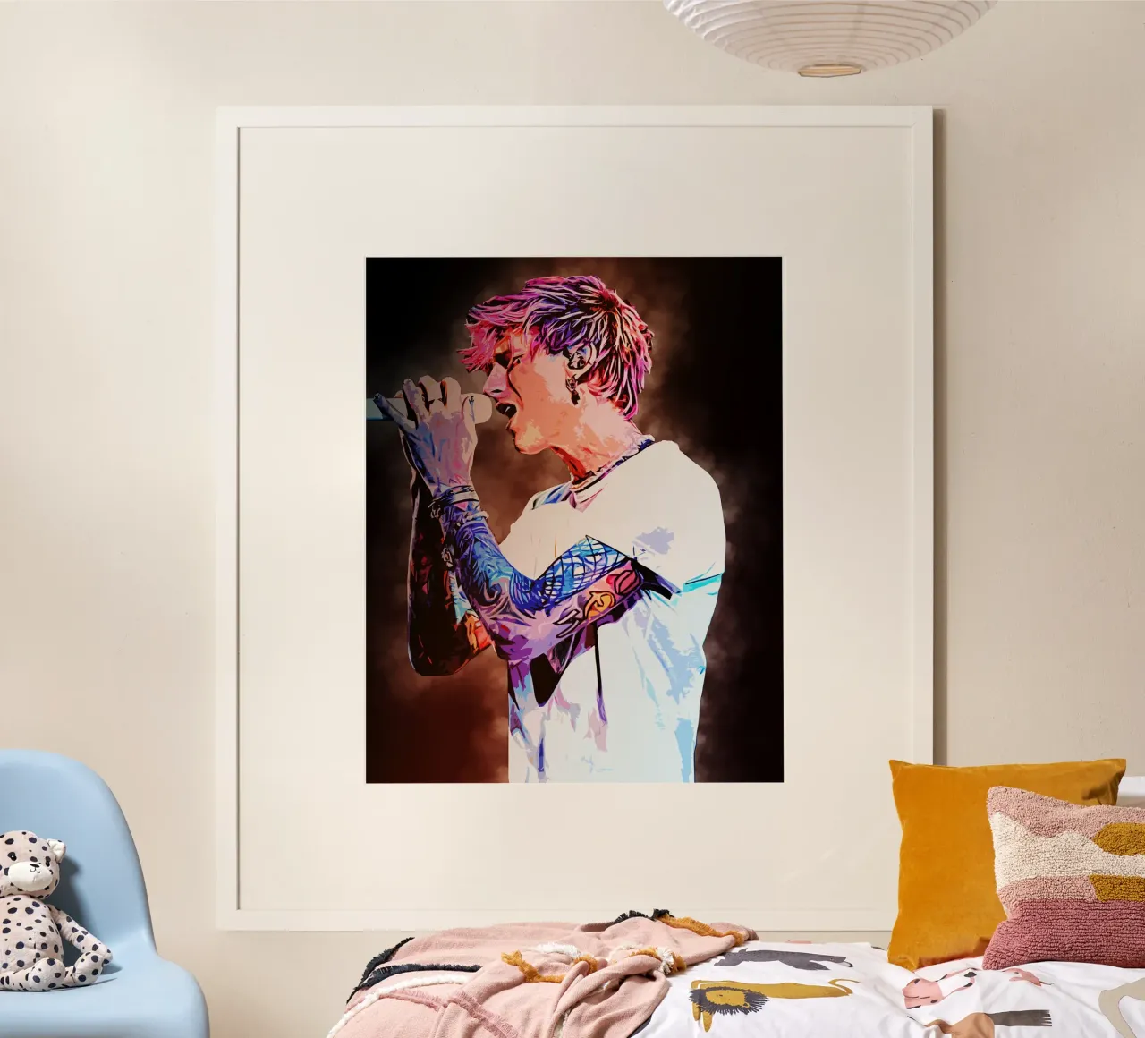 Arte di Machine Gun Kelly poster con telaio in legno da neonartroom