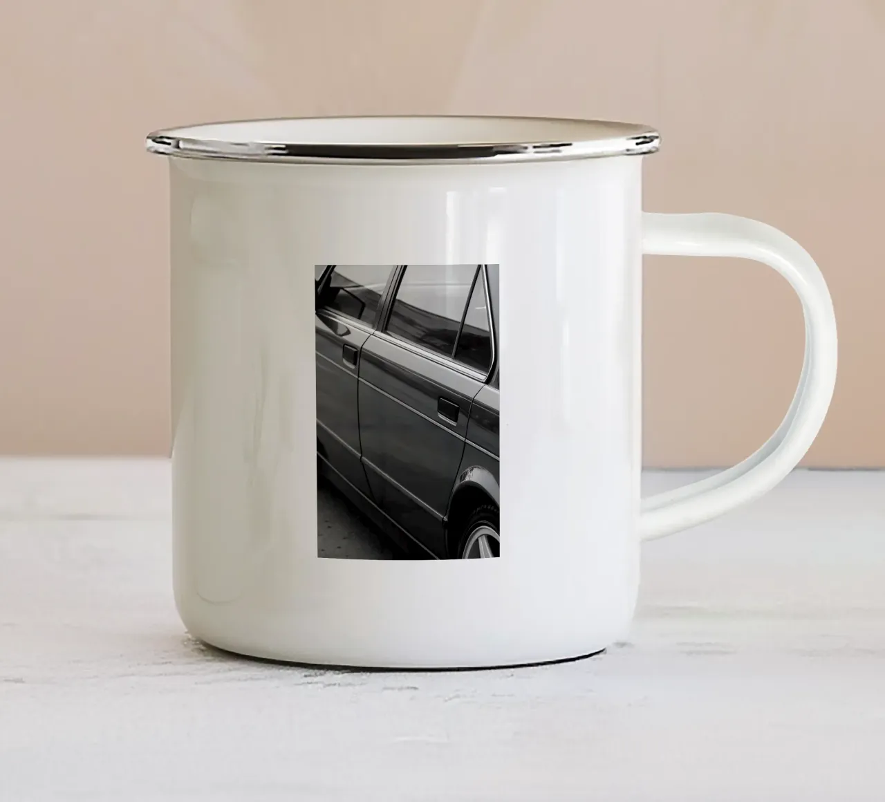Auto d'epoca monocromatiche tazza in smalto da CAR EDITION