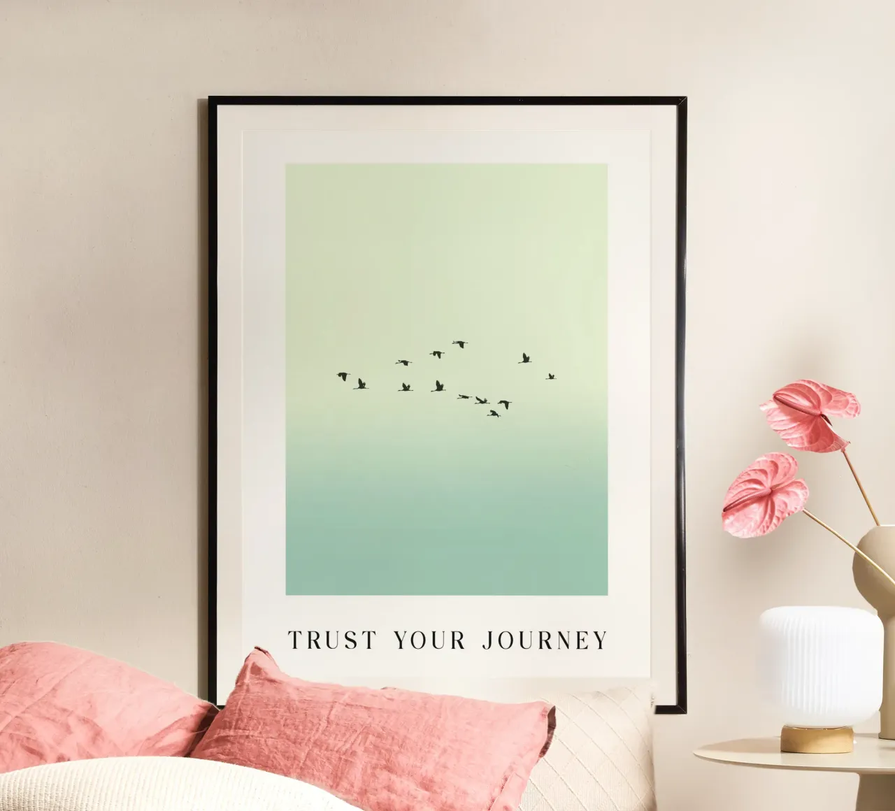 Trust your journey poster with wooden frame by BAINAI