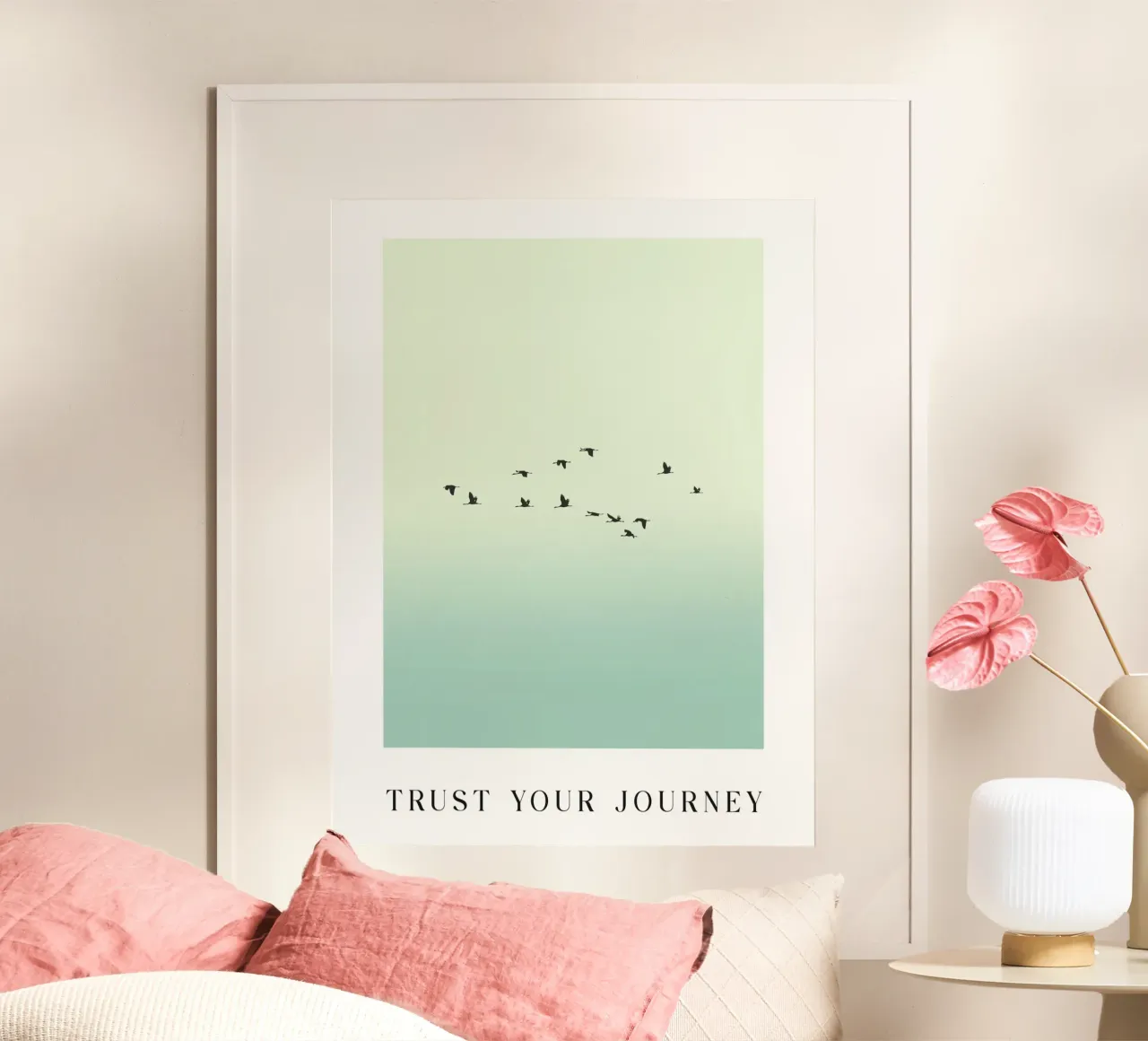 Trust your journey poster with wooden frame by BAINAI