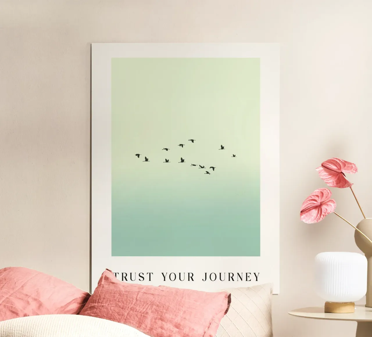 Trust your journey poster with wooden frame by BAINAI