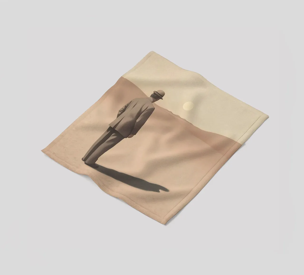 Shadow in the desert - Minimalist scene with man fleece blanket by Nikis Art Studio