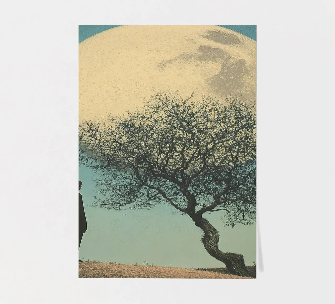 Man in front of a tree - Surrealistic pop art in retro poster style sticker sheet by Nikis Art Studio