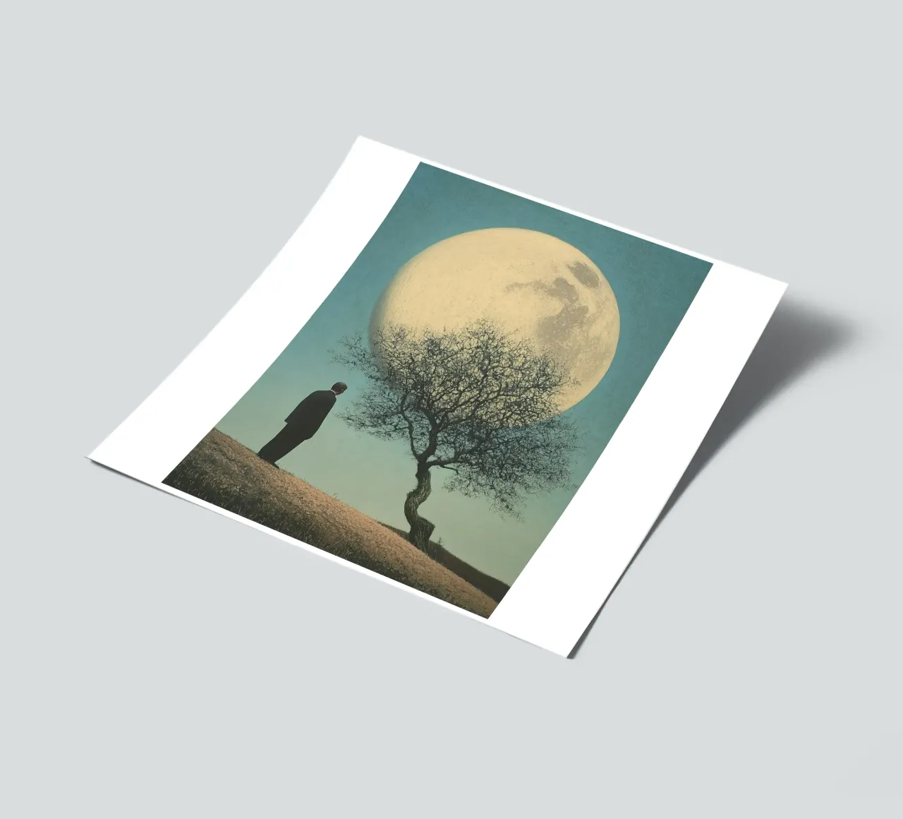 Man in front of a tree - Surrealistic pop art in retro poster style sticker sheet by Nikis Art Studio