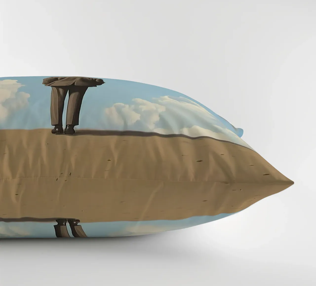 Man in the desert - Surrealistic scene with floating wo decorative cushion by Nikis Art Studio