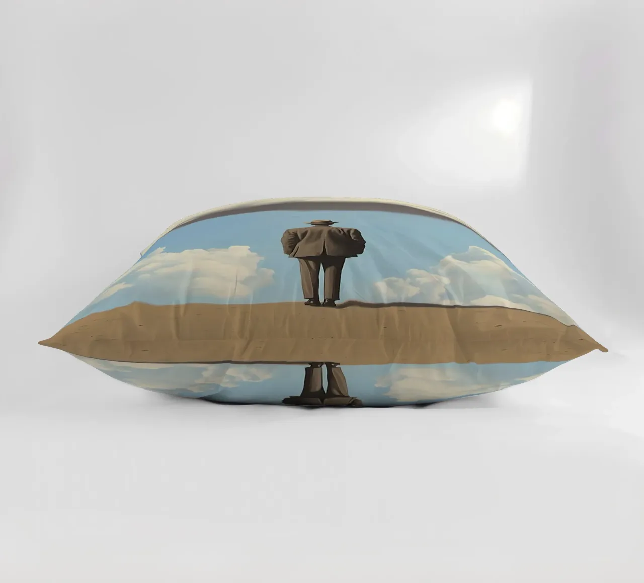 Man in the desert - Surrealistic scene with floating wo decorative cushion by Nikis Art Studio