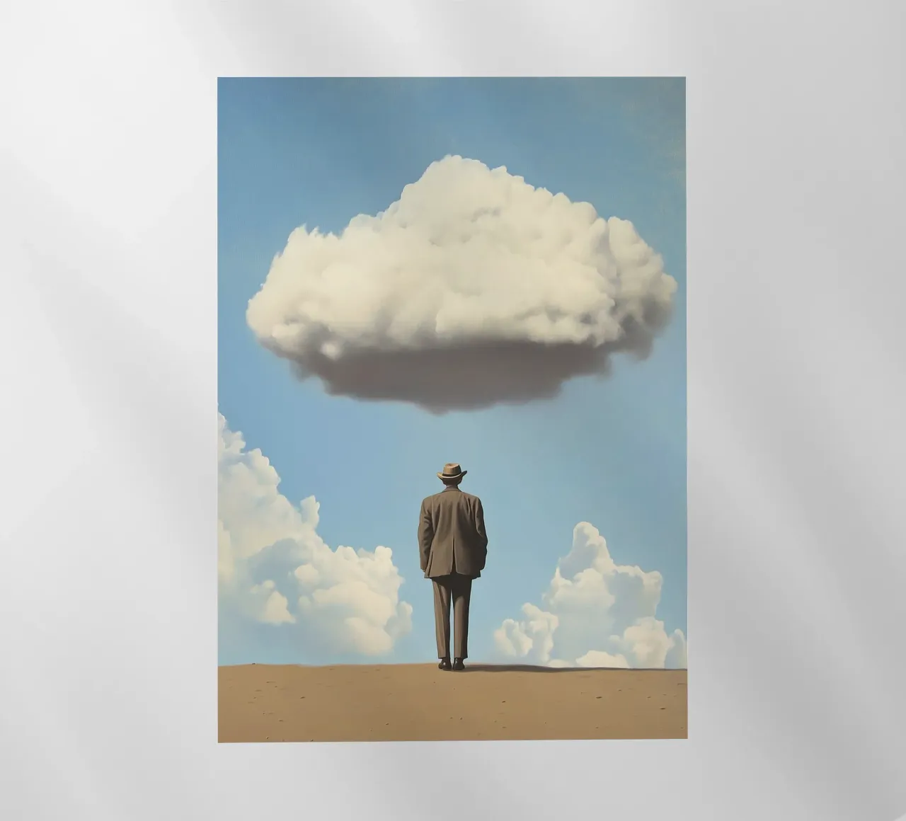Man in the desert - Surrealistic scene with floating wo backlit film by Nikis Art Studio