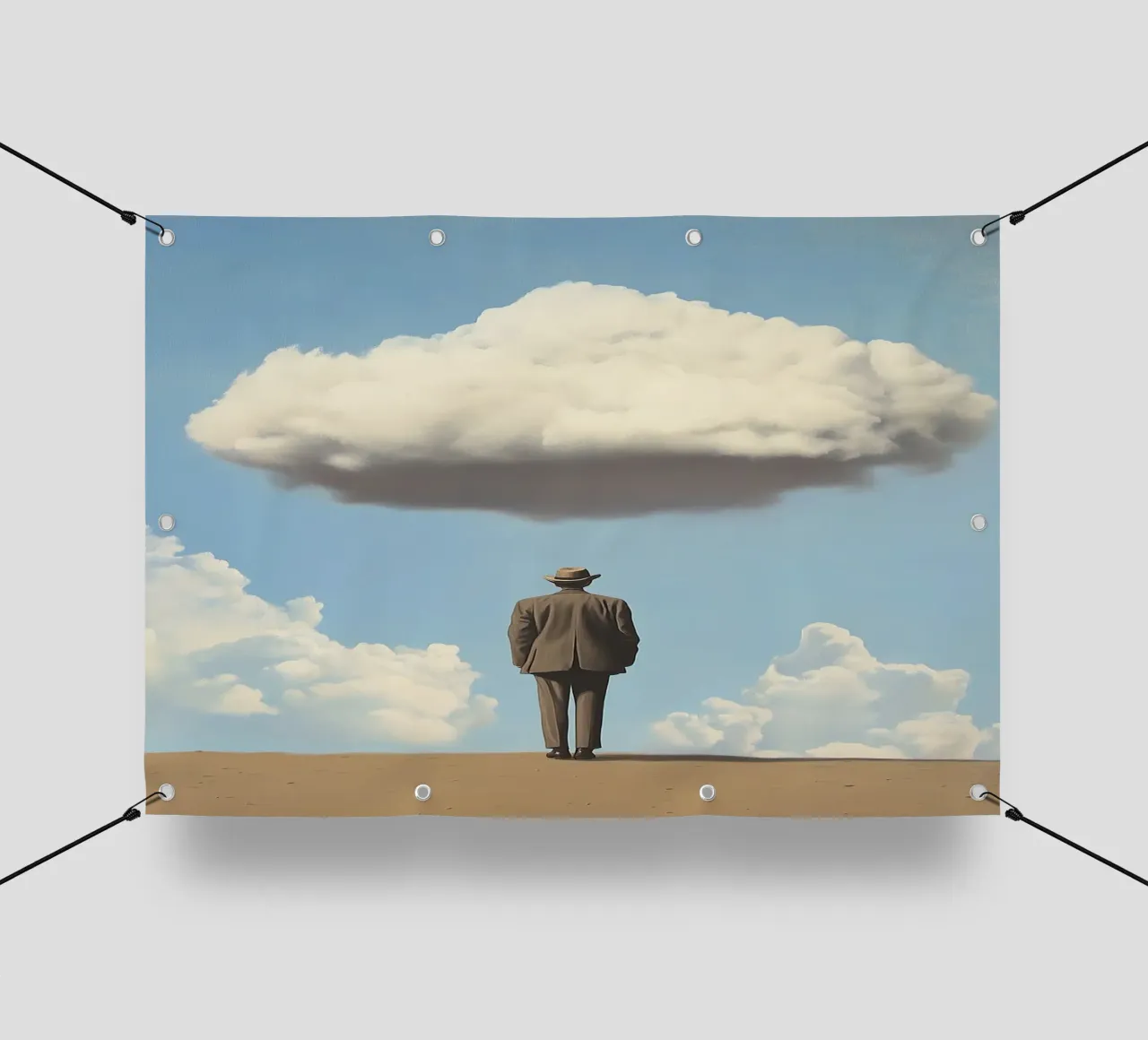 Man in the desert - Surrealistic scene with floating wo pvc cover by Nikis Art Studio