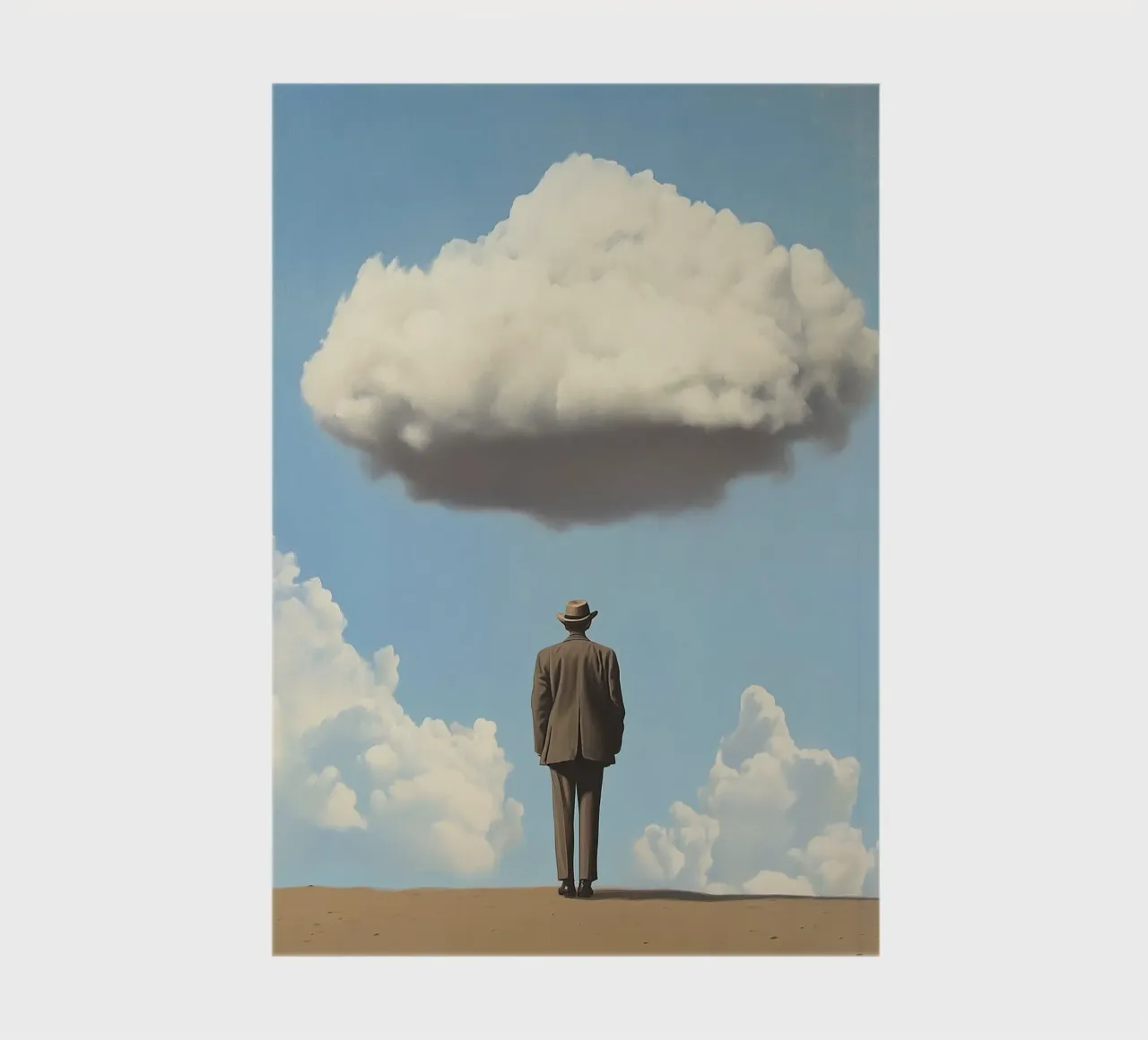 Man in the desert - Surrealistic scene with floating wo notebook by Nikis Art Studio