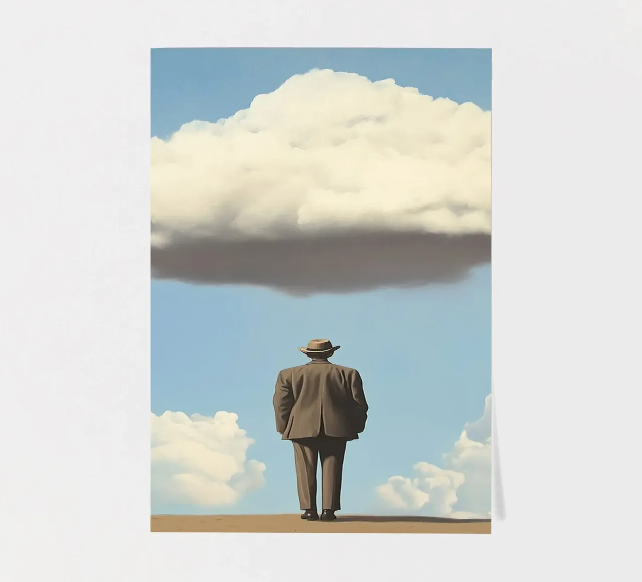 Man in the desert - Surrealistic scene with floating wo sticker sheet by Nikis Art Studio