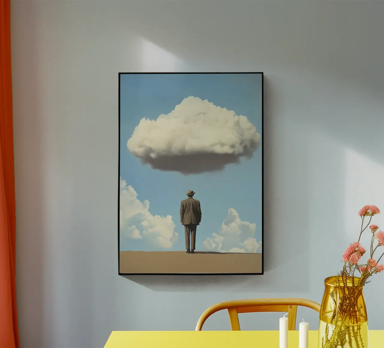 Man in the desert - Surrealistic scene with floating wo acrylic glass by Nikis Art Studio