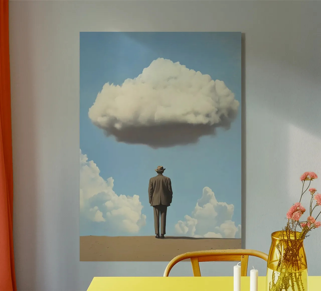 Man in the desert - Surrealistic scene with floating wo acrylic glass by Nikis Art Studio