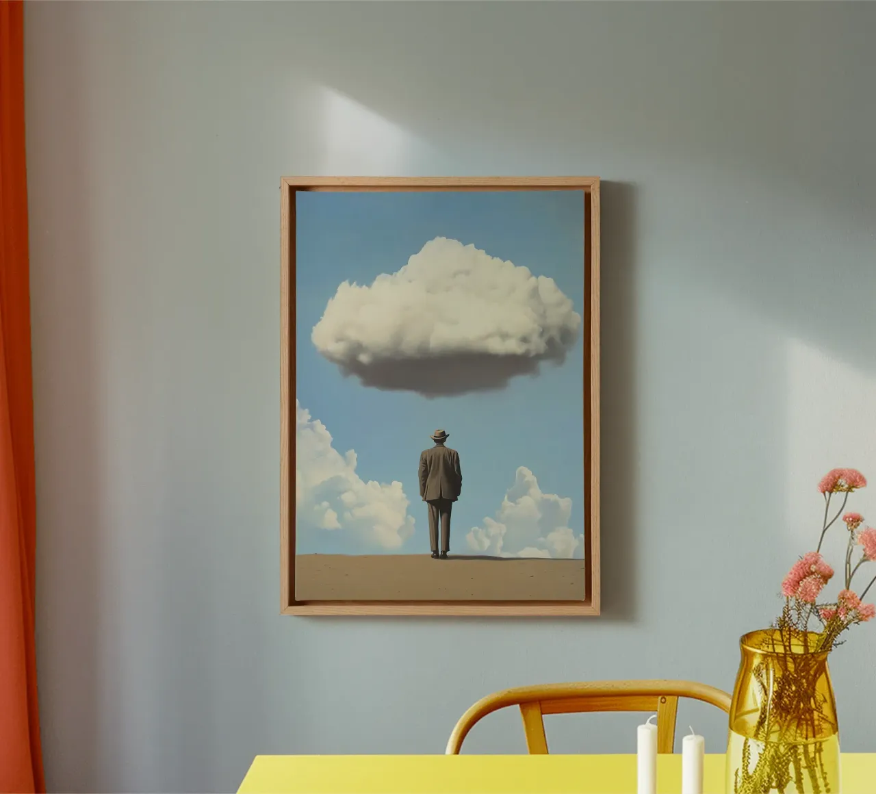 Man in the desert - Surrealistic scene with floating wo canvas by Nikis Art Studio