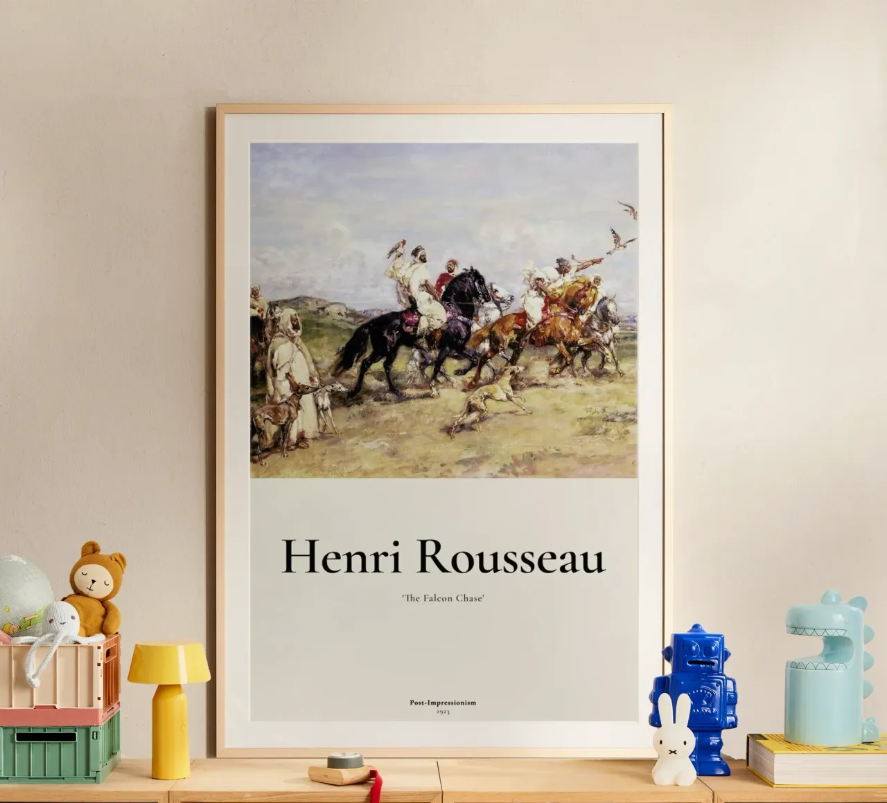Rousseau - The Falcon Chase poster con telaio in legno da ARTOTHEK