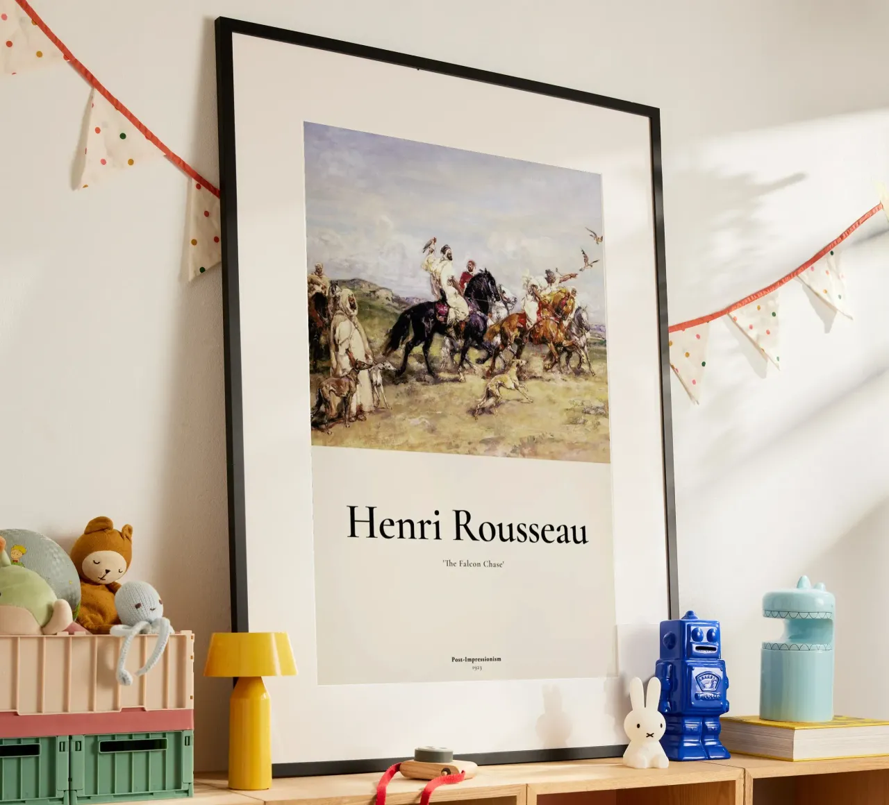 Rousseau - The Falcon Chase poster con telaio in legno da ARTOTHEK