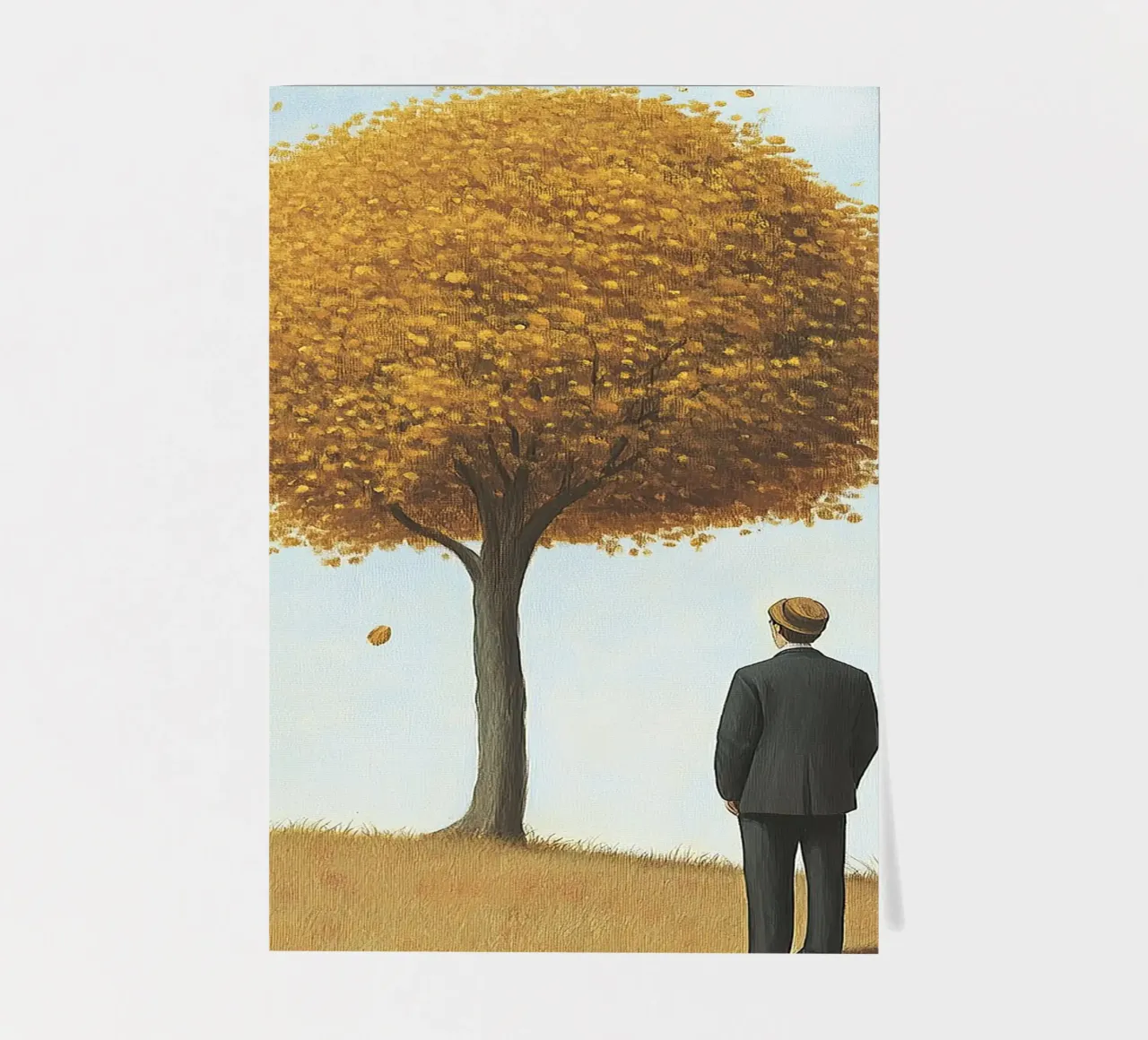 Autumn time - A man under a tree with falling leaves sticker sheet by Nikis Art Studio
