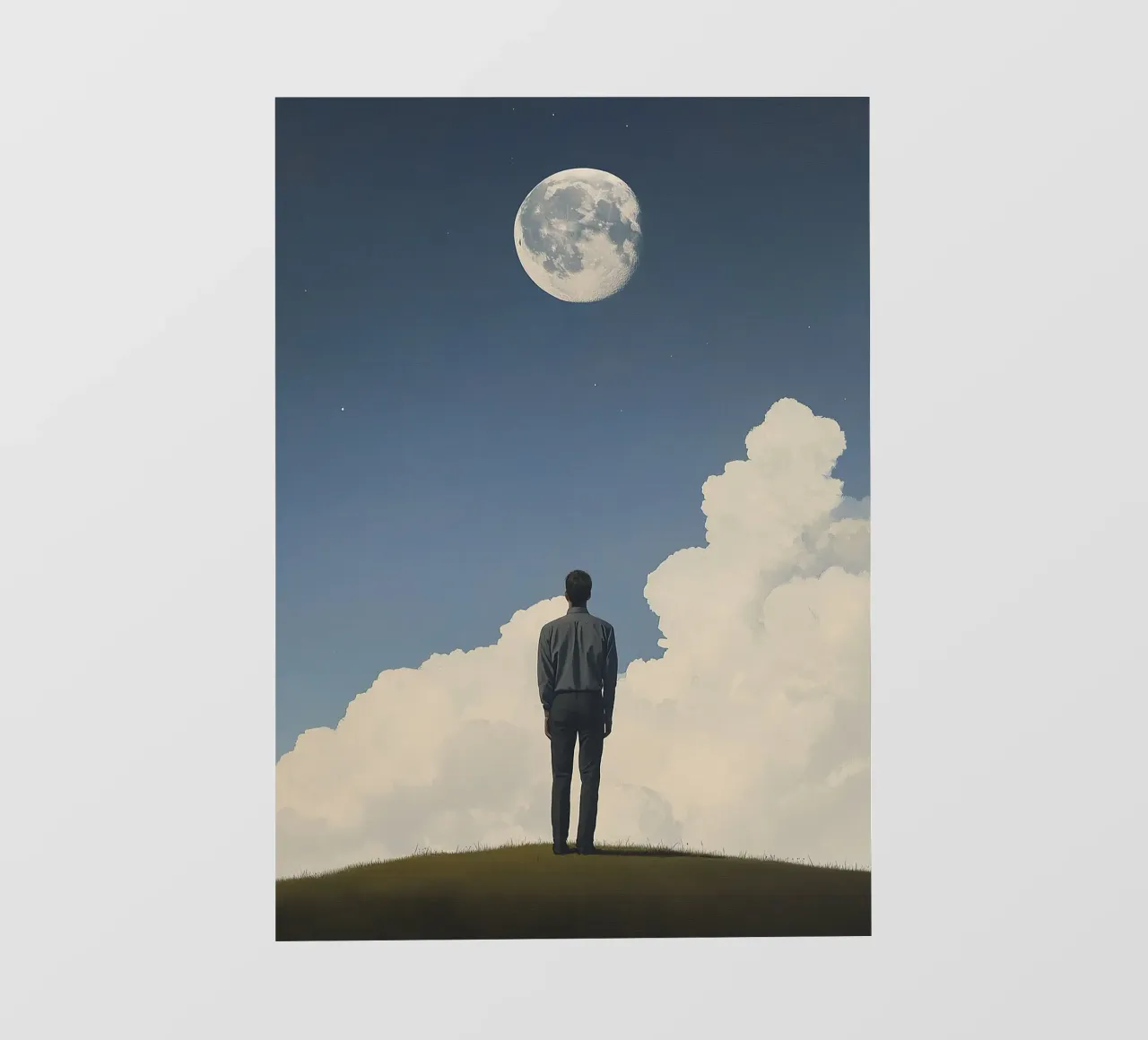 Full moon view - man in a suit on a hill backlit film by Nikis Art Studio