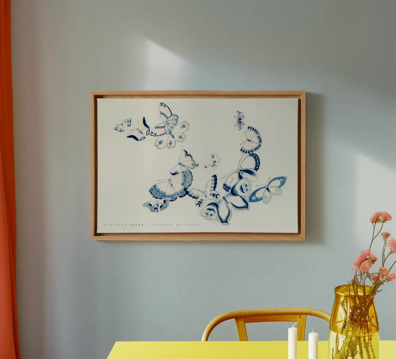 Sekka Kamisaka - Japanese Butterfly 01 canvas with Floater frame by Old Masters