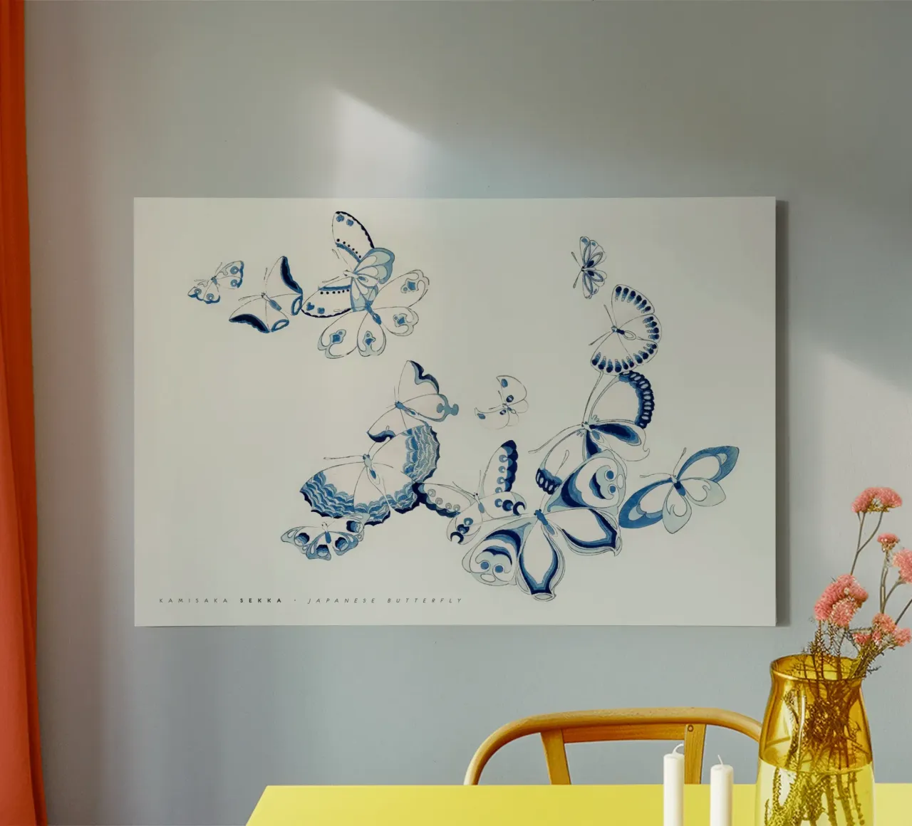 Sekka Kamisaka - Japanese Butterfly 01 canvas with Floater frame by Old Masters