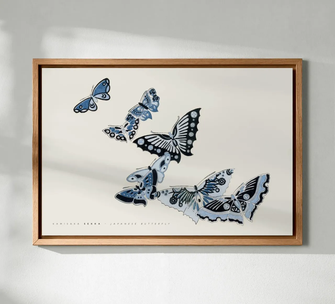 Sekka Kamisaka - Japanese Butterfly 02 canvas with Floater frame by Old Masters