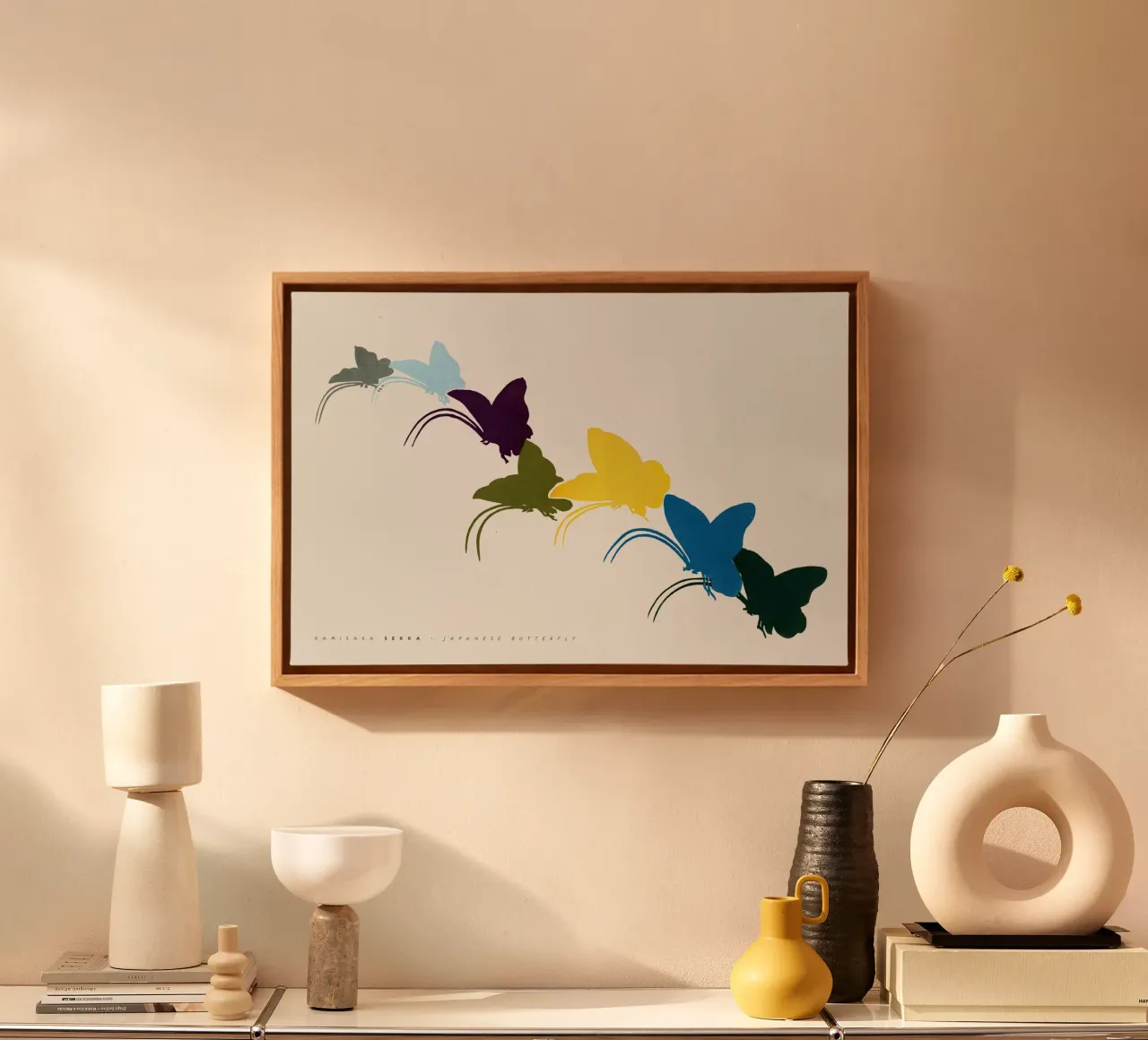 Sekka Kamisaka - Japanese Butterfly 03 canvas with Floater frame by Old Masters