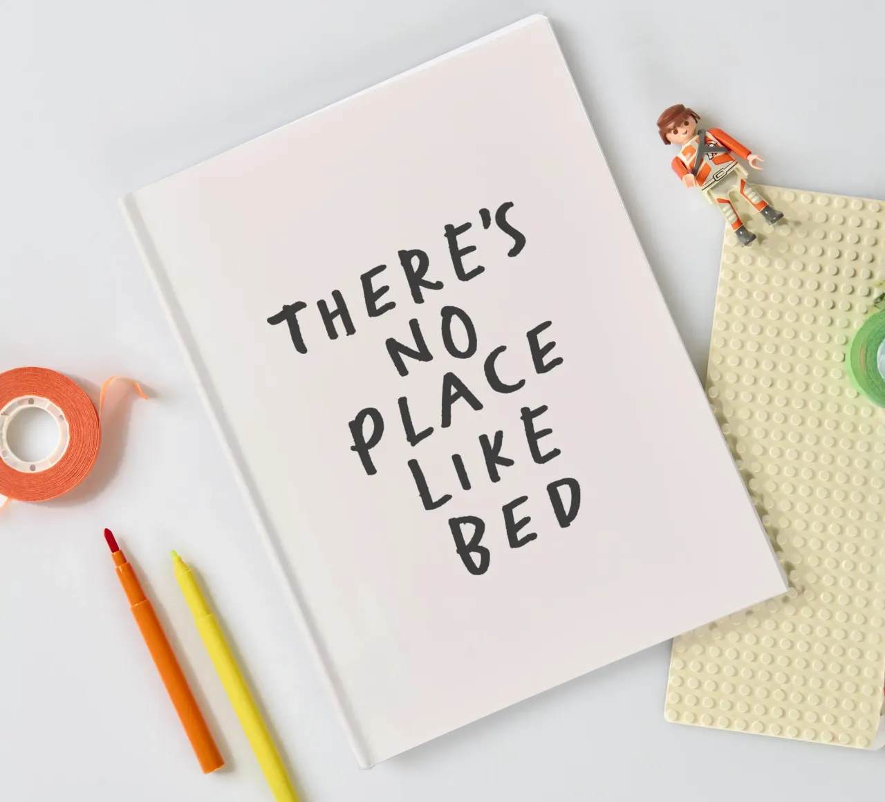 There's No Place Like Bed Black and Wite Typography Print notebook by THE MOTIVATED TYPE