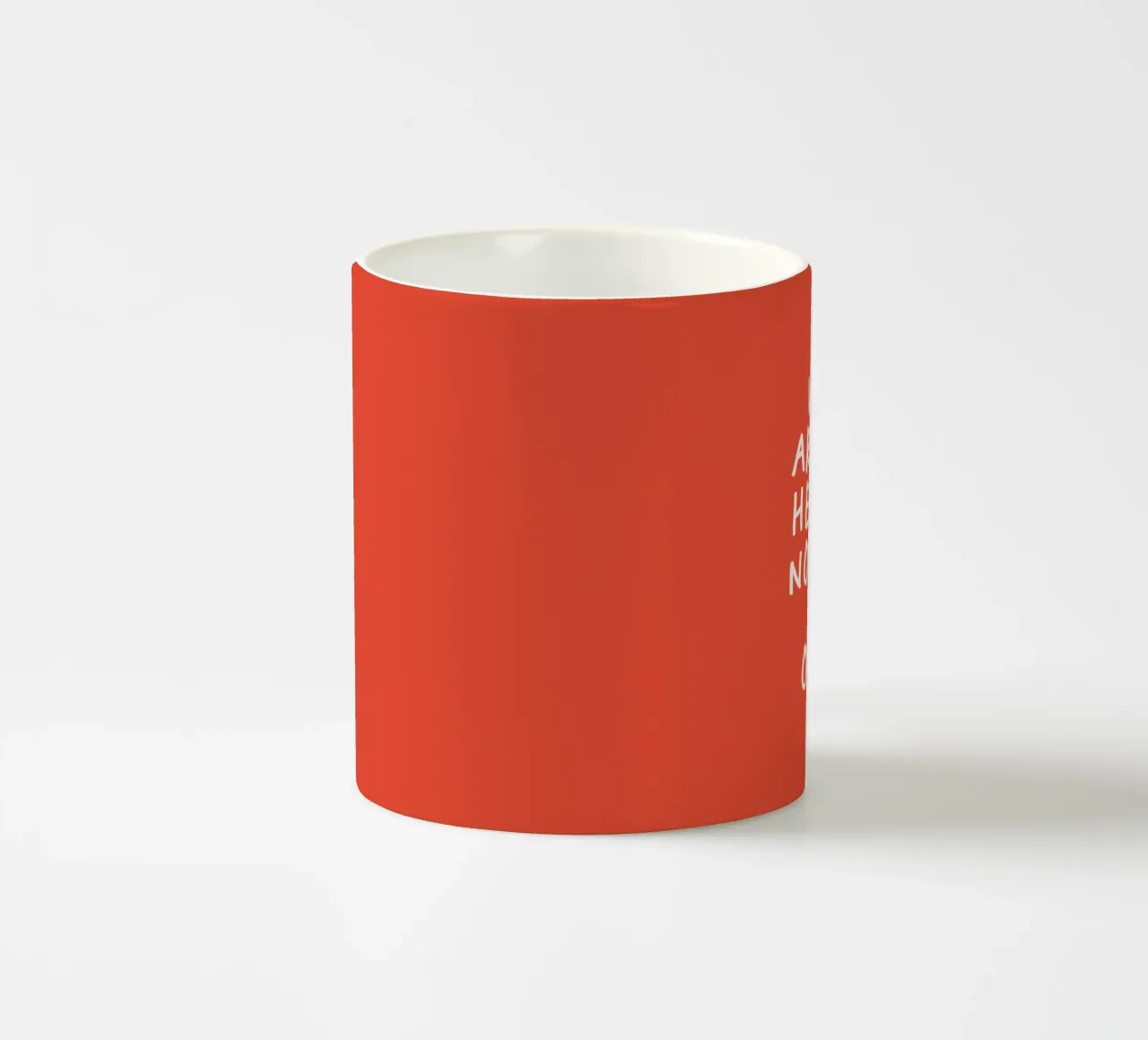 Why Are We Here if Not for Each Other Typography Print Red ceramic mug by THE MOTIVATED TYPE