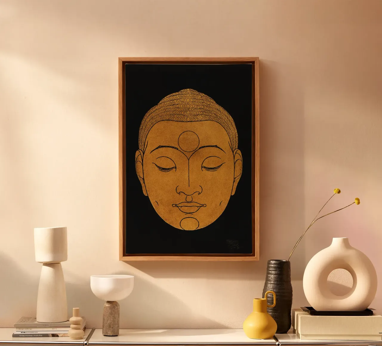 Reijer Stolk - Testa di Buddha tela con Cornice a cassetta da Old Masters