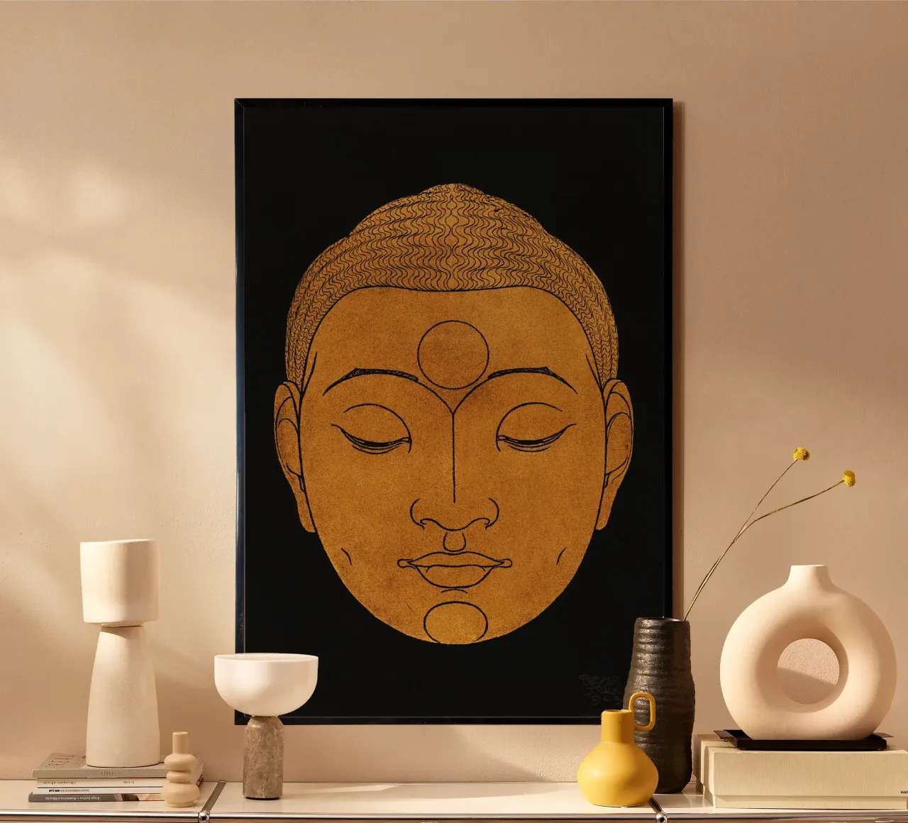 Reijer Stolk - Cabeza de Buda poster con marco de aluminio de Old Masters